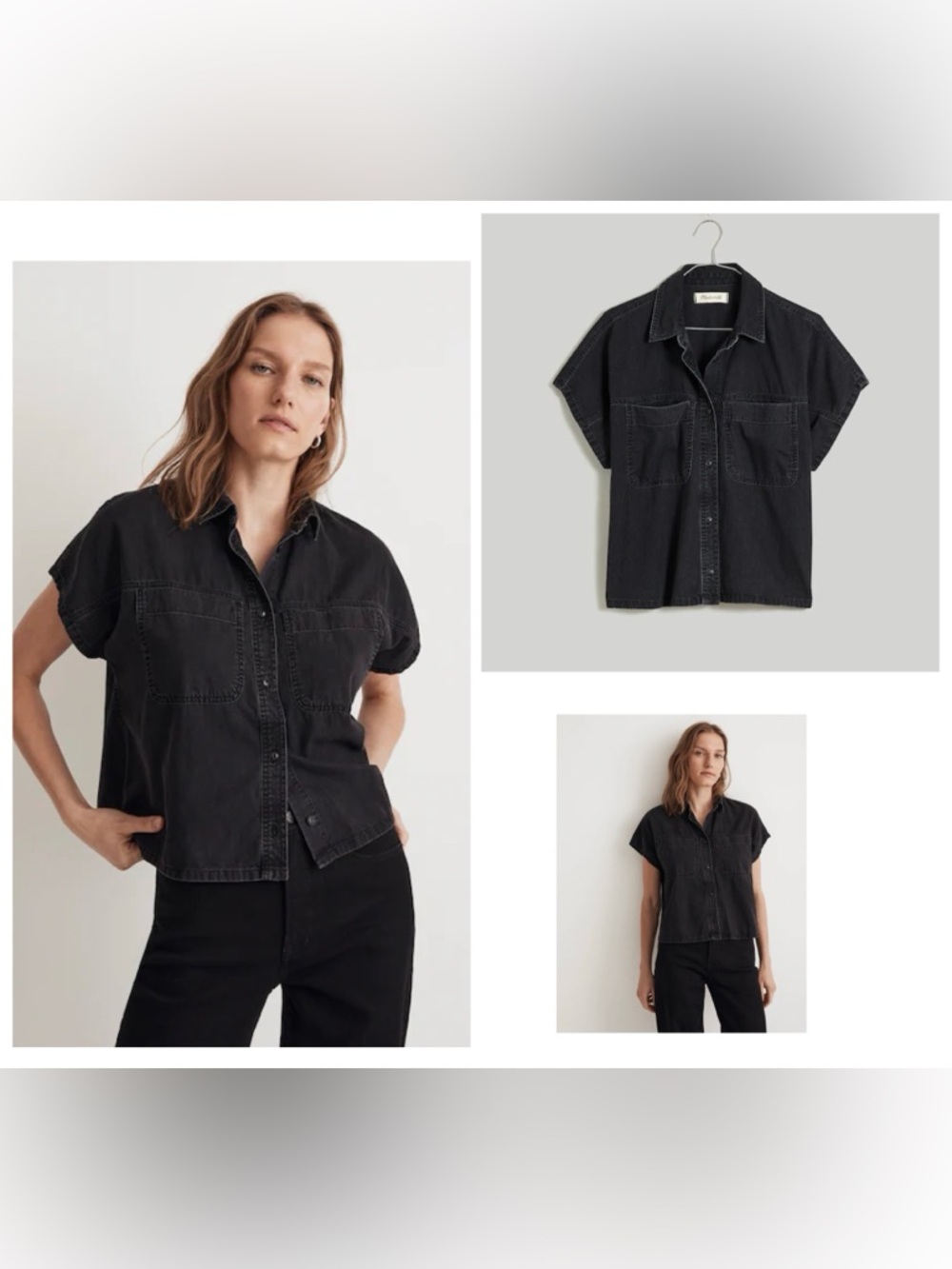 Madewell
Denim Slanted-Yoke Crop Button-Up Shirt in Lunar Wash
